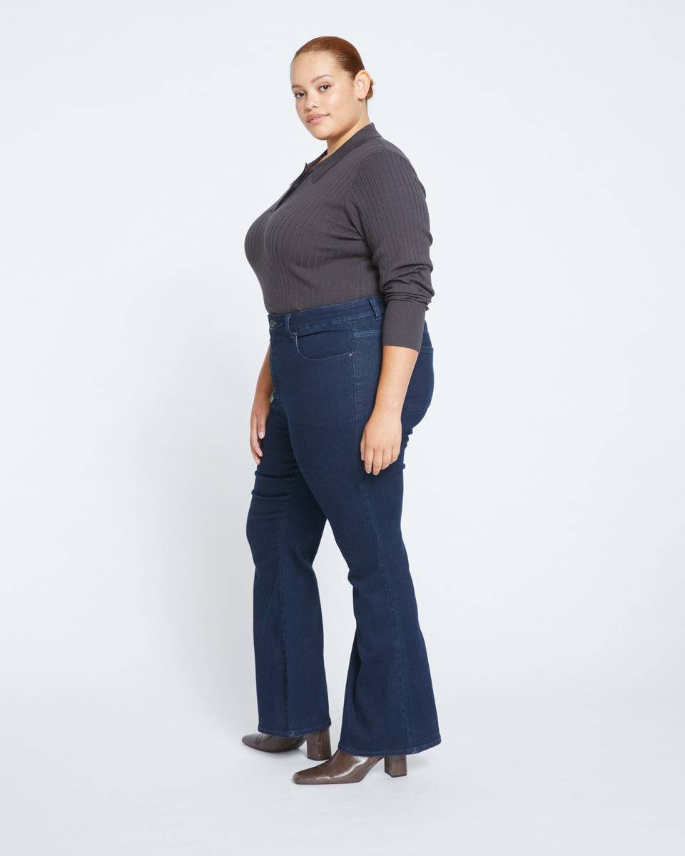 Farrah High Rise Flared Jeans - Dark Indigo Zoom image 2