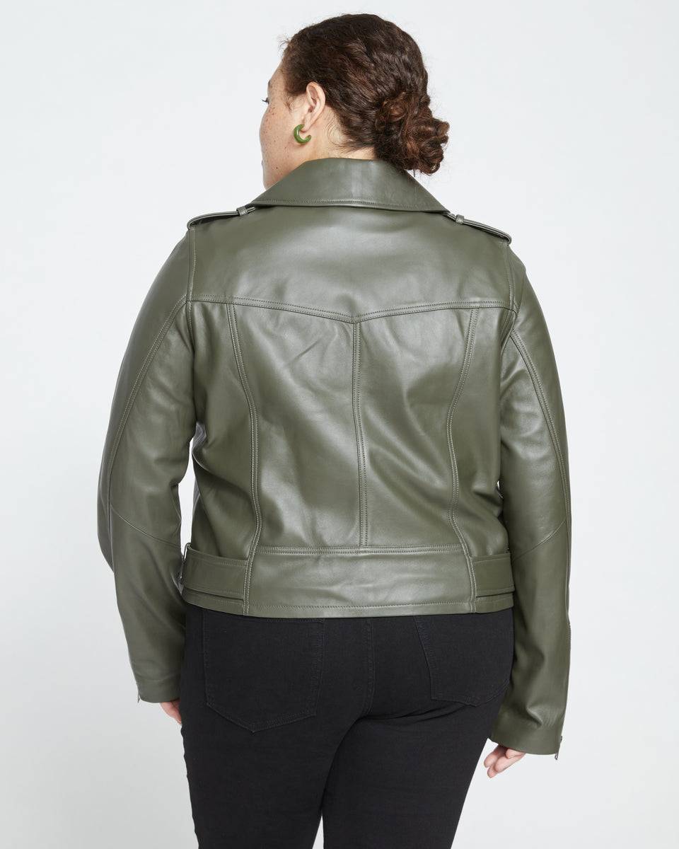 Leeron Leather Moto Jacket - Camo Zoom image 3