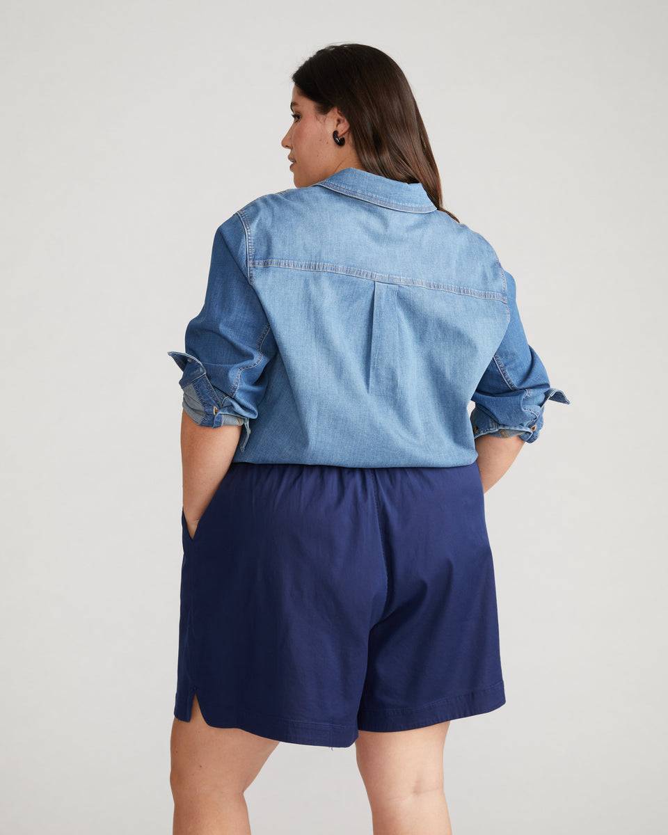 Perfect Tencel Chambray Shorts - Cerulean Zoom image 2