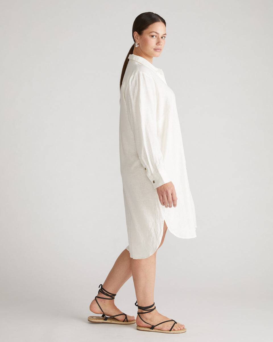 Seaside Linen Shirtdress - White Zoom image 3