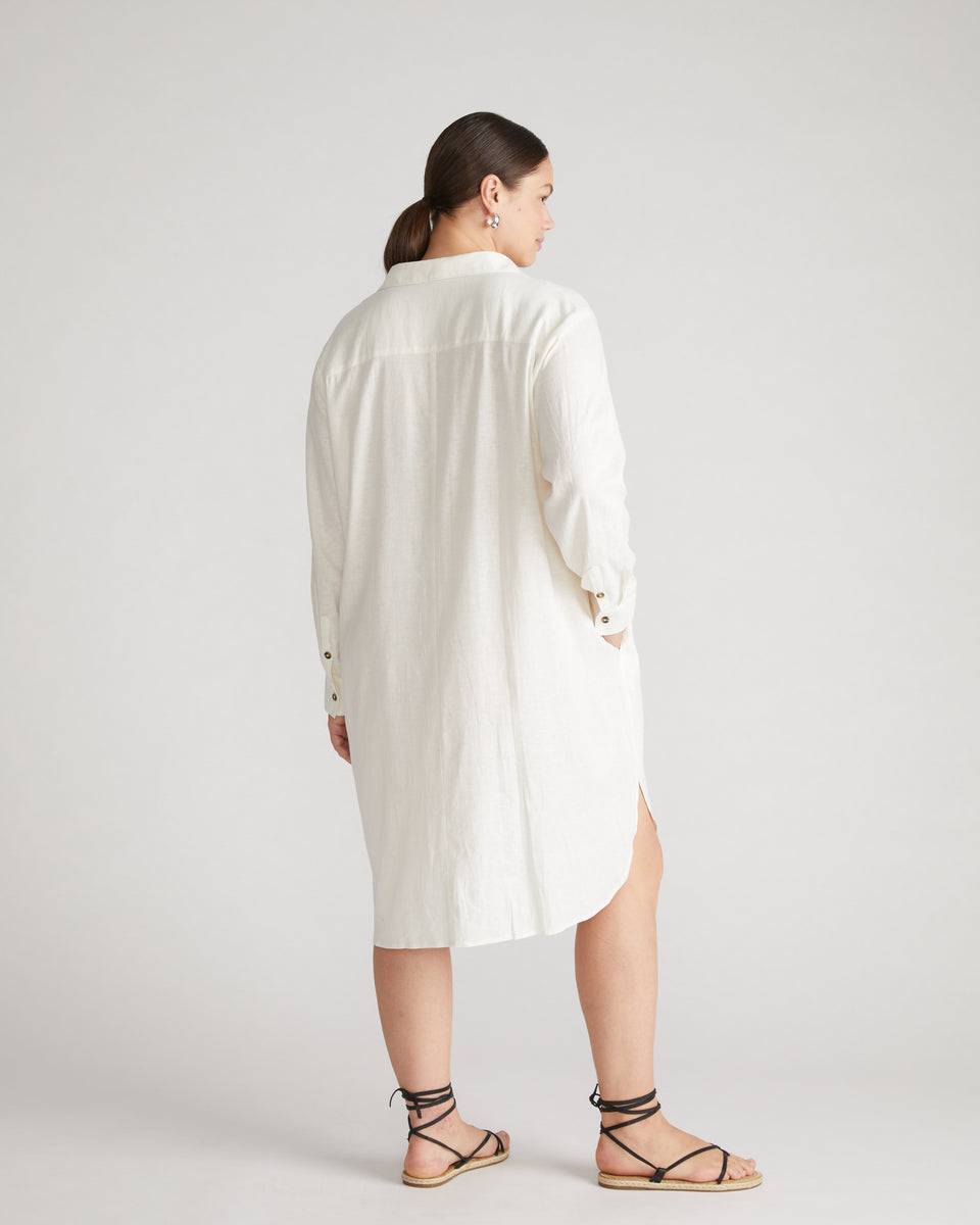 Seaside Linen Shirtdress - White Zoom image 1