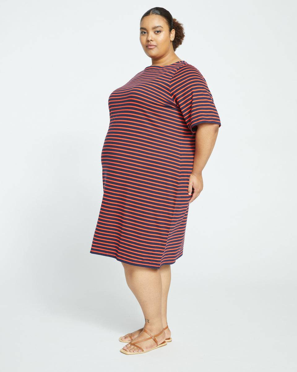 Belle Breton-Stripe Compact Jersey Dress - Navy/Red Stripe Zoom image 2