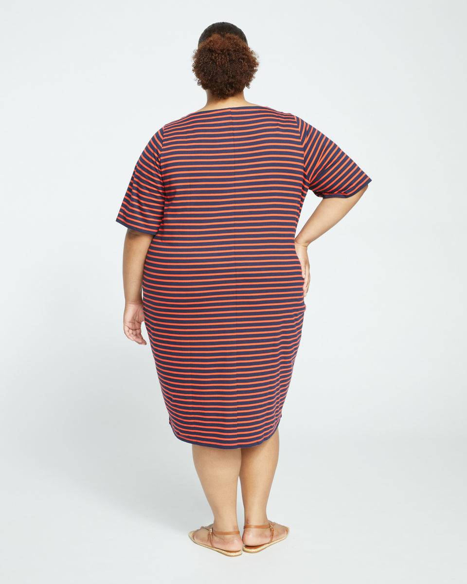 Belle Breton-Stripe Compact Jersey Dress - Navy/Red Stripe Zoom image 3