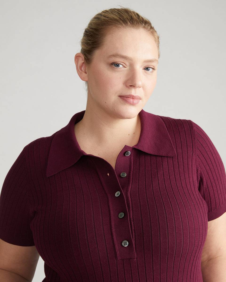 Jacqueline Short Sleeve Polo Sweater - Crimson Gem Zoom image 1