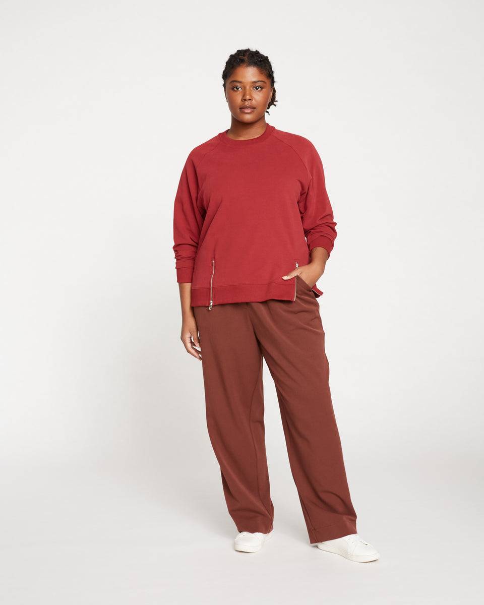 Peachy Terry Side Zip Pullover - Red Dahlia Zoom image 1