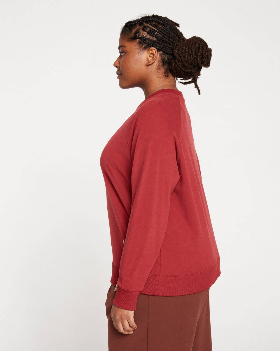 Peachy Terry Side Zip Pullover - Red Dahlia Zoom image 2