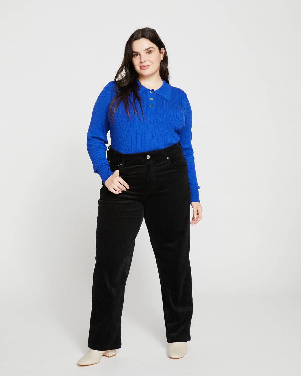 Cassidy High Rise Straight Corduroy Pants - Black Zoom image 0