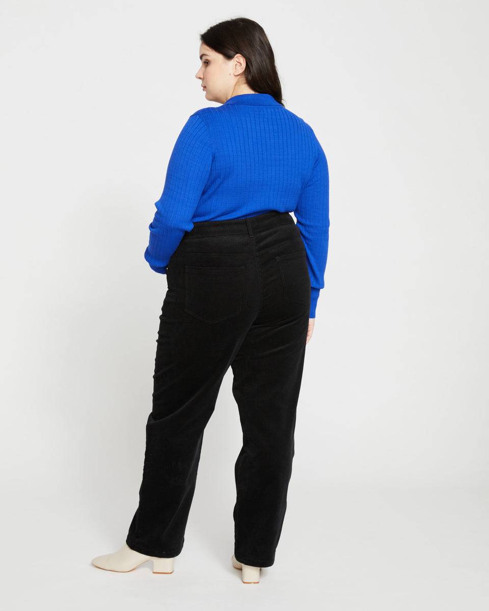 Cassidy High Rise Straight Corduroy Pants - Black Zoom image 3
