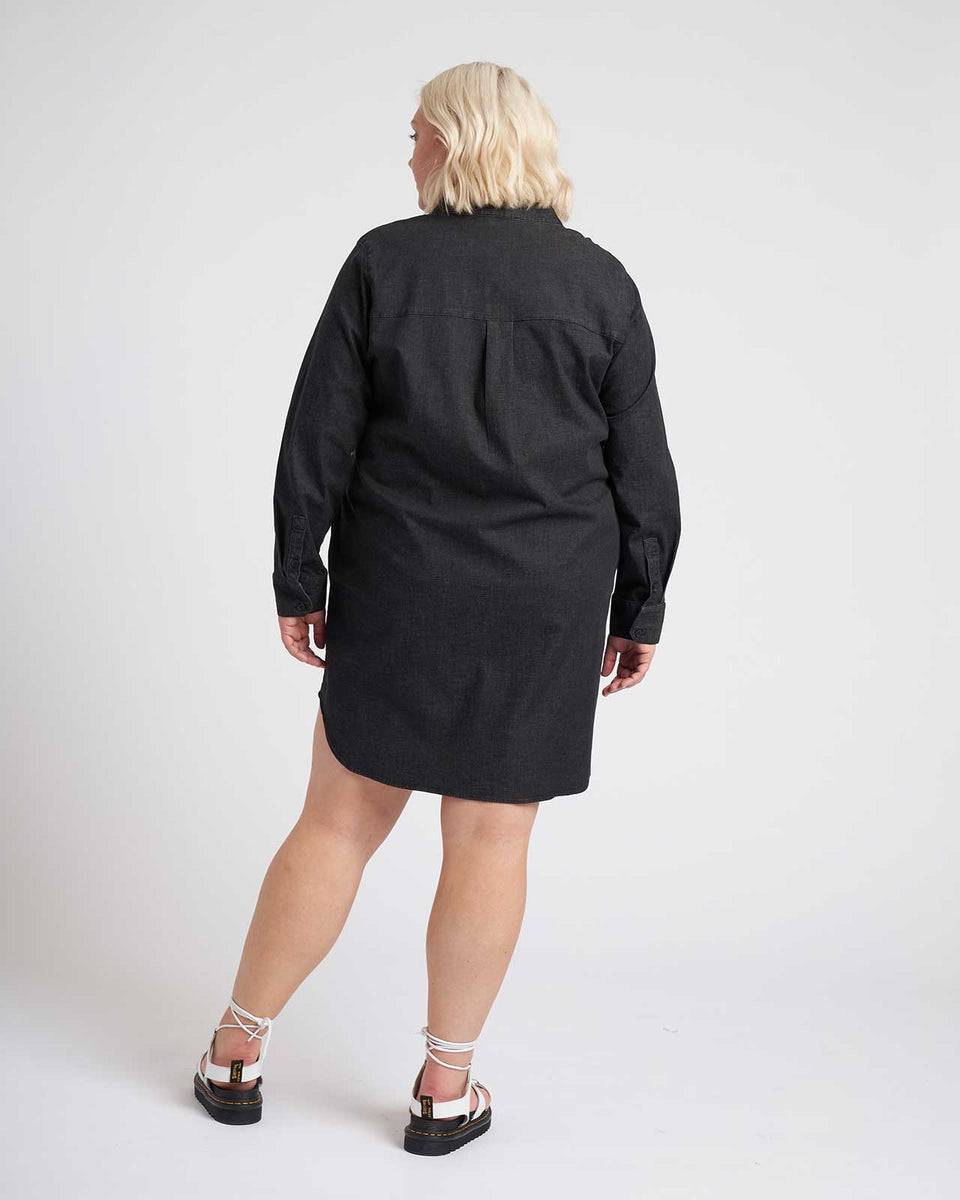 Hannah Stretch Cotton Chambray Shirtdress - Black Zoom image 5