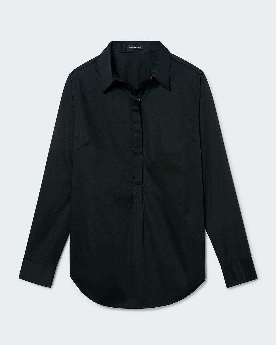 Elbe Popover Stretch Poplin Shirt Petite Fit - Black Zoom image 1