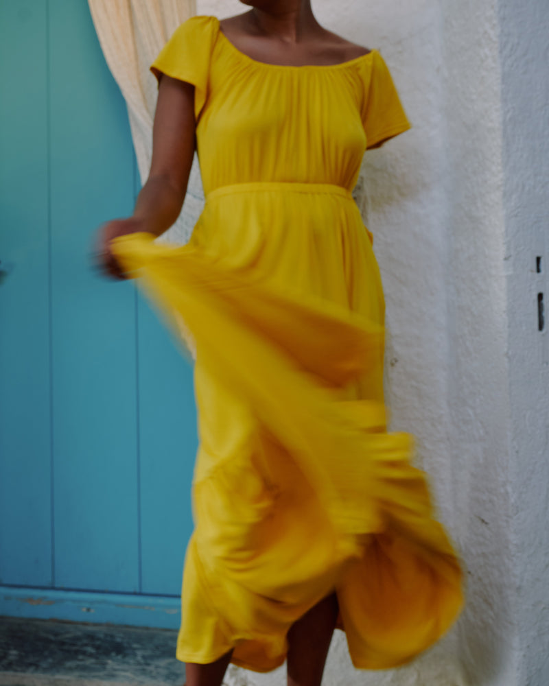 Kahlo Liquid Jersey Dress - Golden Hour
