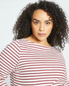 Belle Breton Stripe Jersey Tee - Ecru/Burgundy Stripe