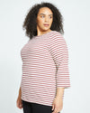 Belle Breton Stripe Jersey Tee - Ecru/Burgundy Stripe