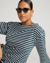 Montauk Breton Stripe Bell Sleeve Top - Deep Sea/White Stripe