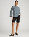 Montauk Breton Stripe Bell Sleeve Top - Deep Sea/White Stripe