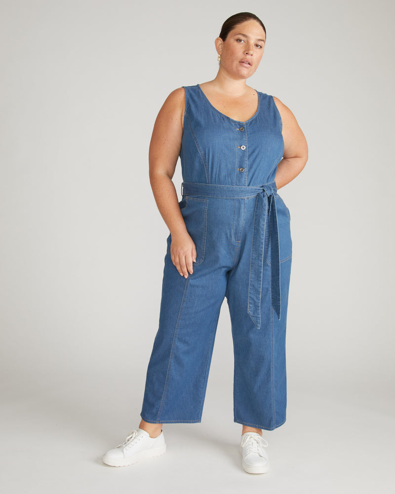 Matilda Cotton Chambray Jumpsuit - Orion Blue