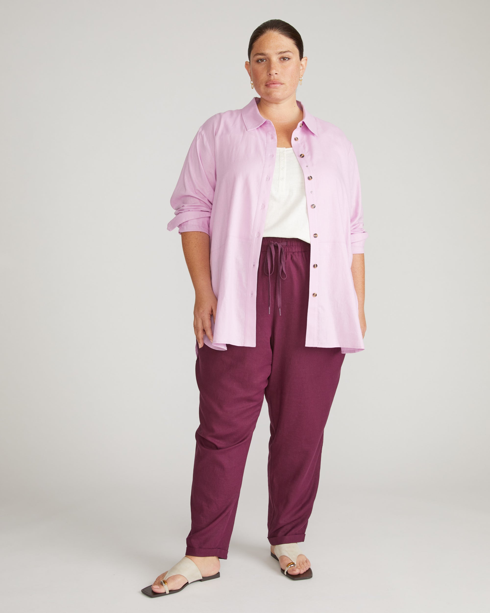 Dawn Linen Hi Low Tunic - Lilac