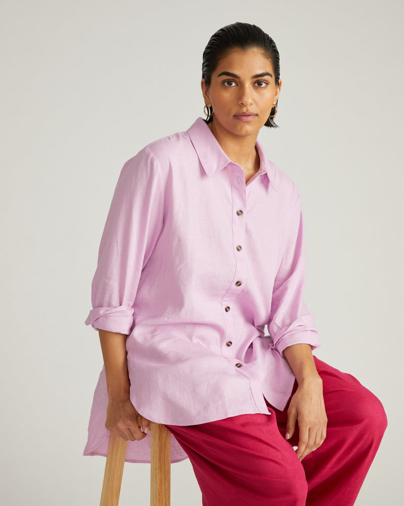 Dawn Linen Hi Low Tunic - Lilac