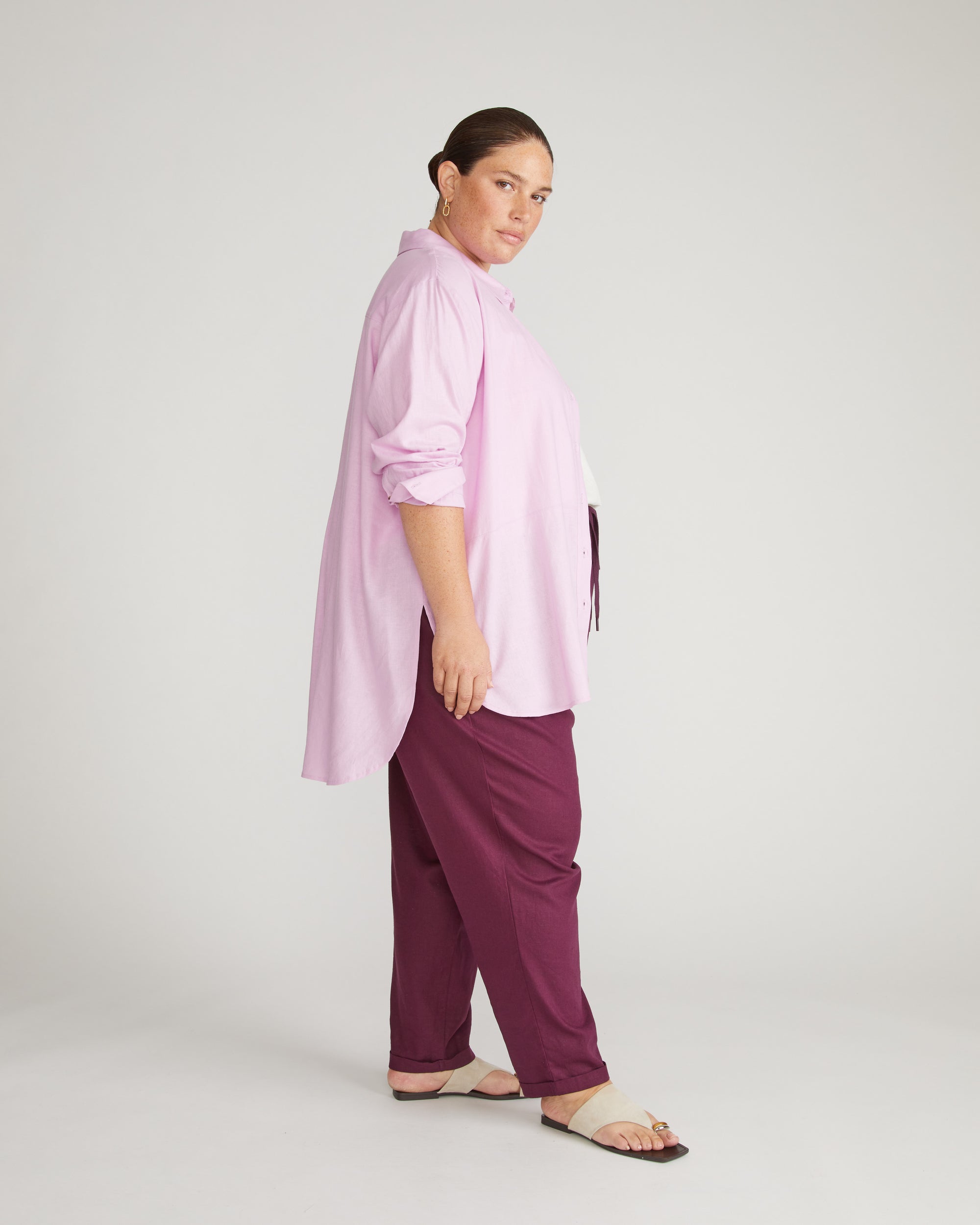 Dawn Linen Hi Low Tunic - Lilac