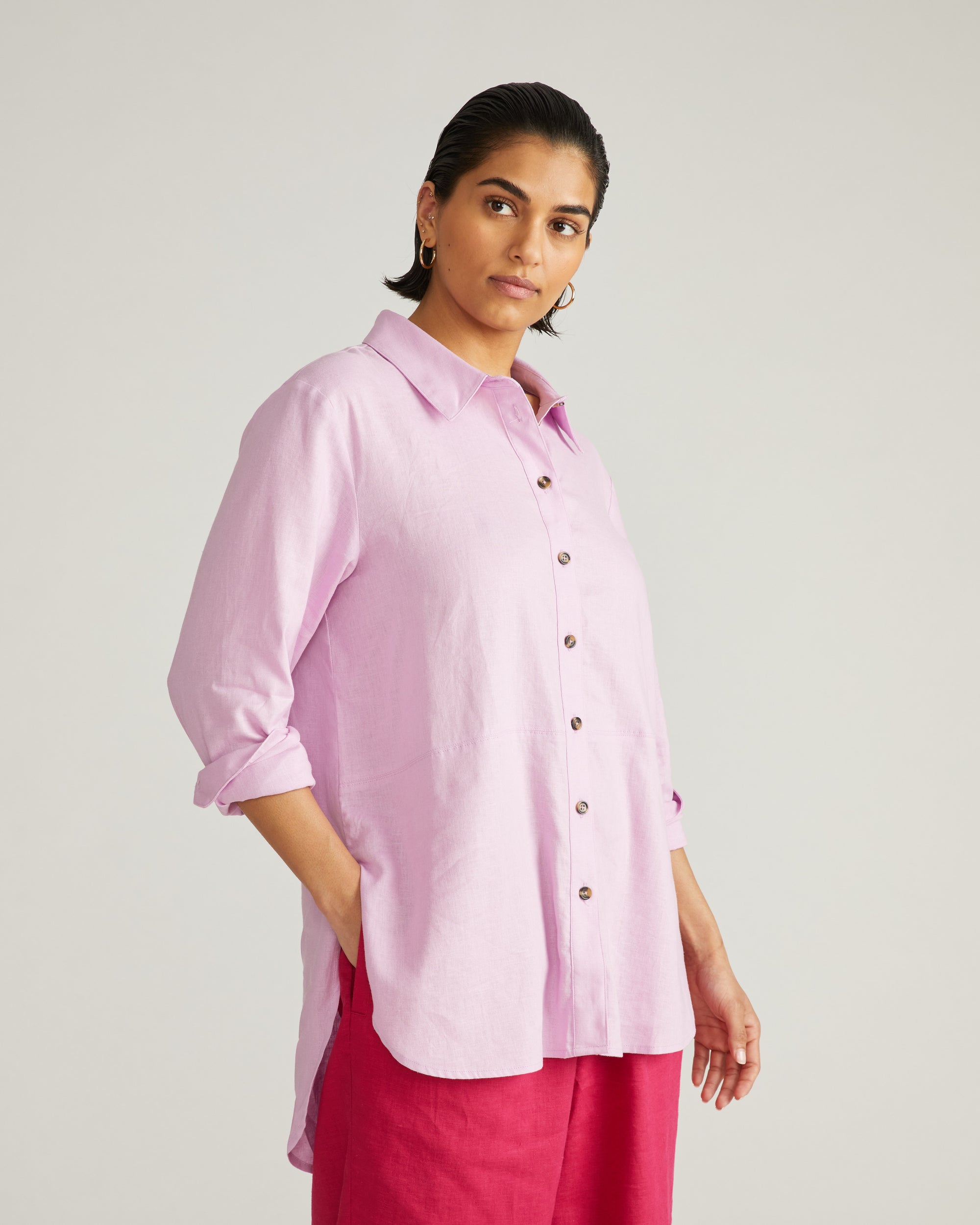 Dawn Linen Hi Low Tunic - Lilac