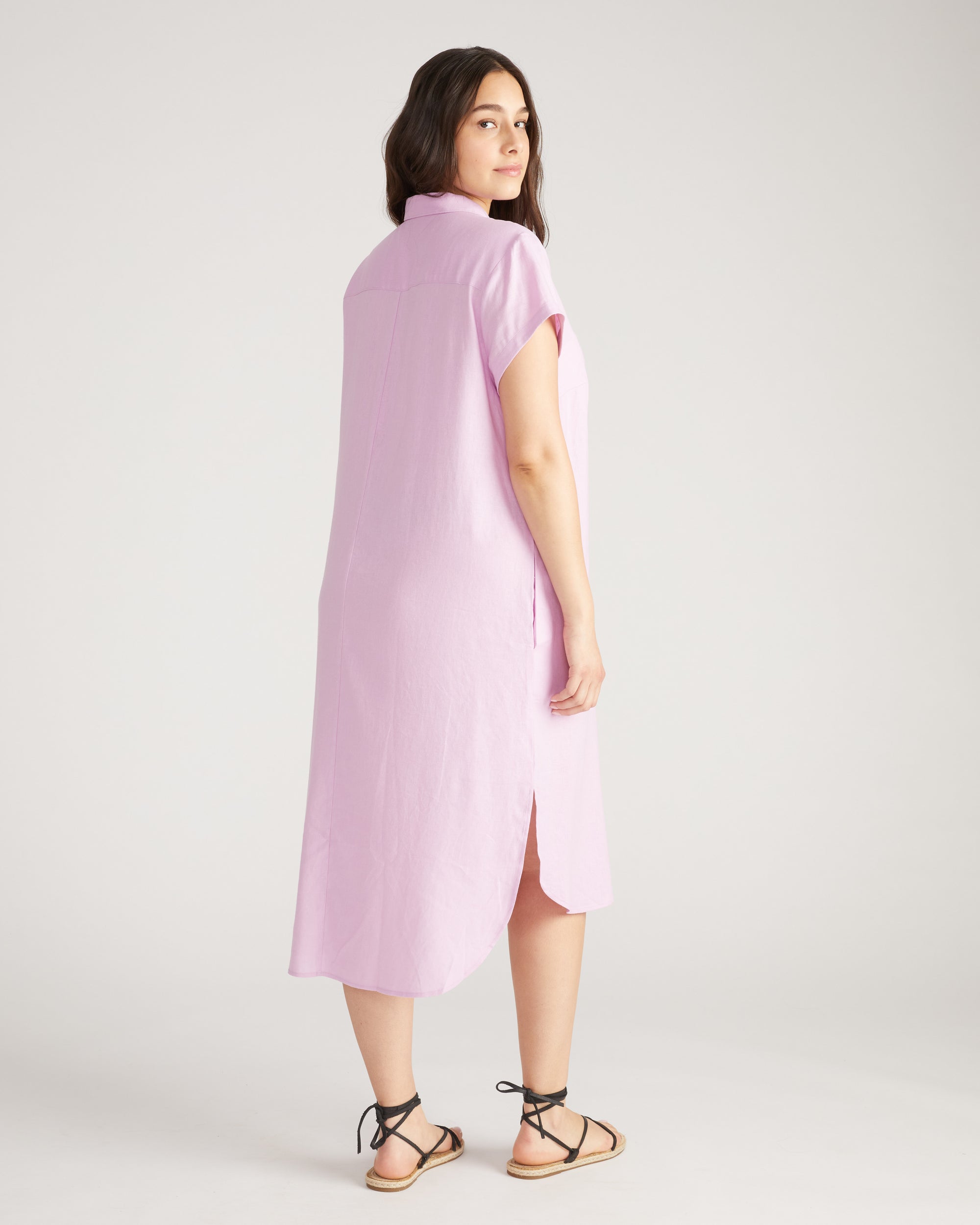 Dune Linen Shirtdress - Lilac