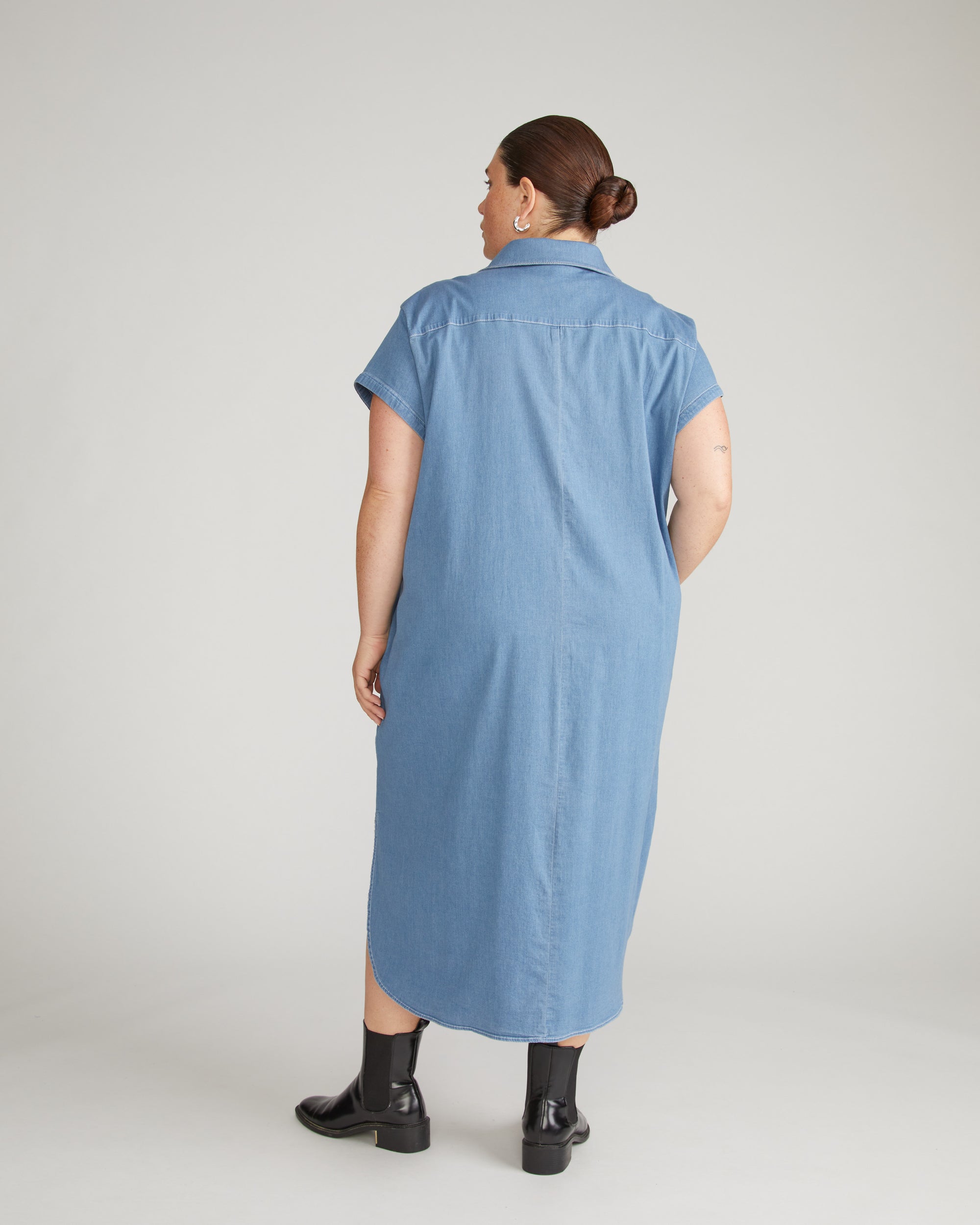 Dune Cotton Chambray Shirtdress - Cove Blue