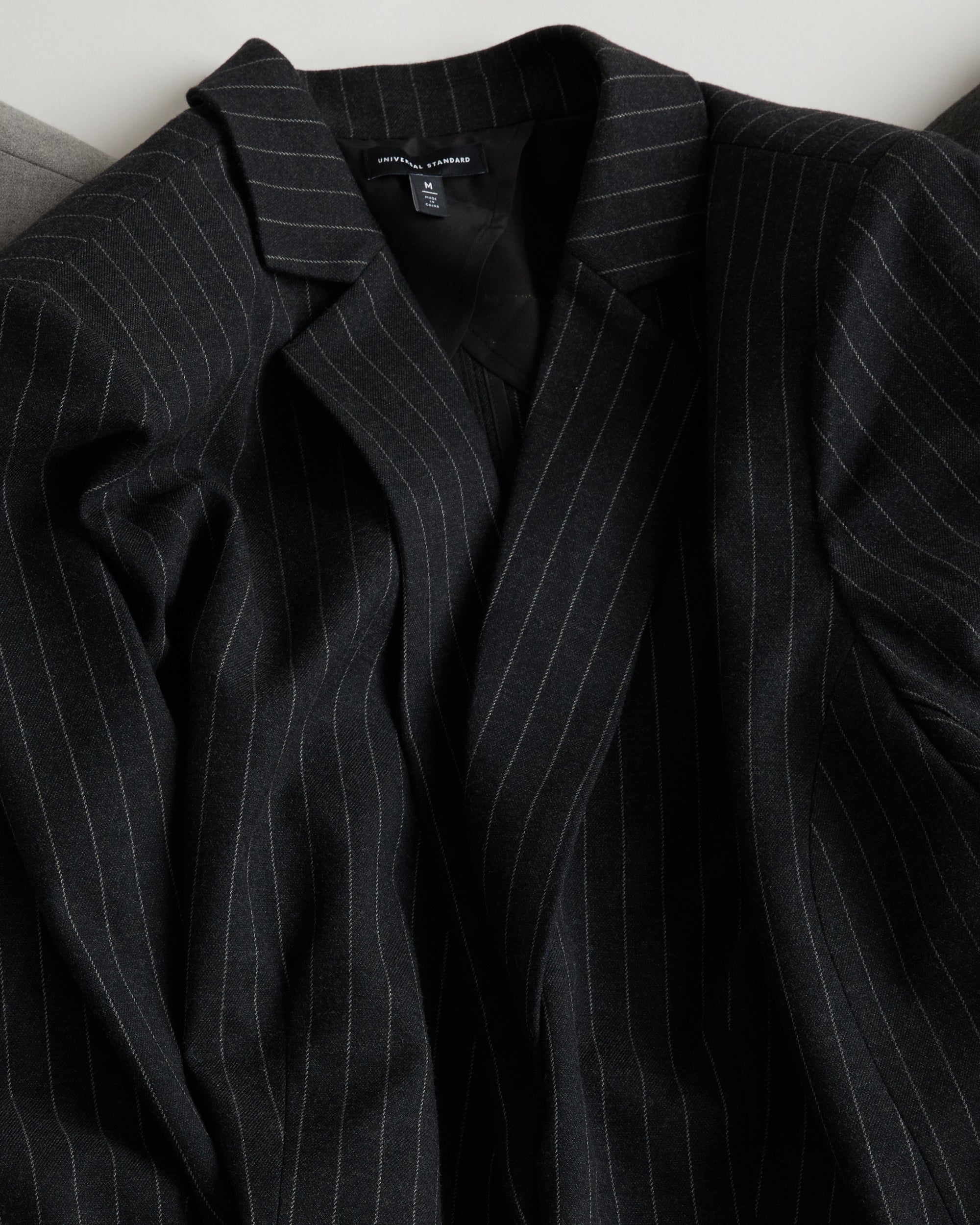 Lennox Collarless Ponte Blazer - Slate Pinstripe