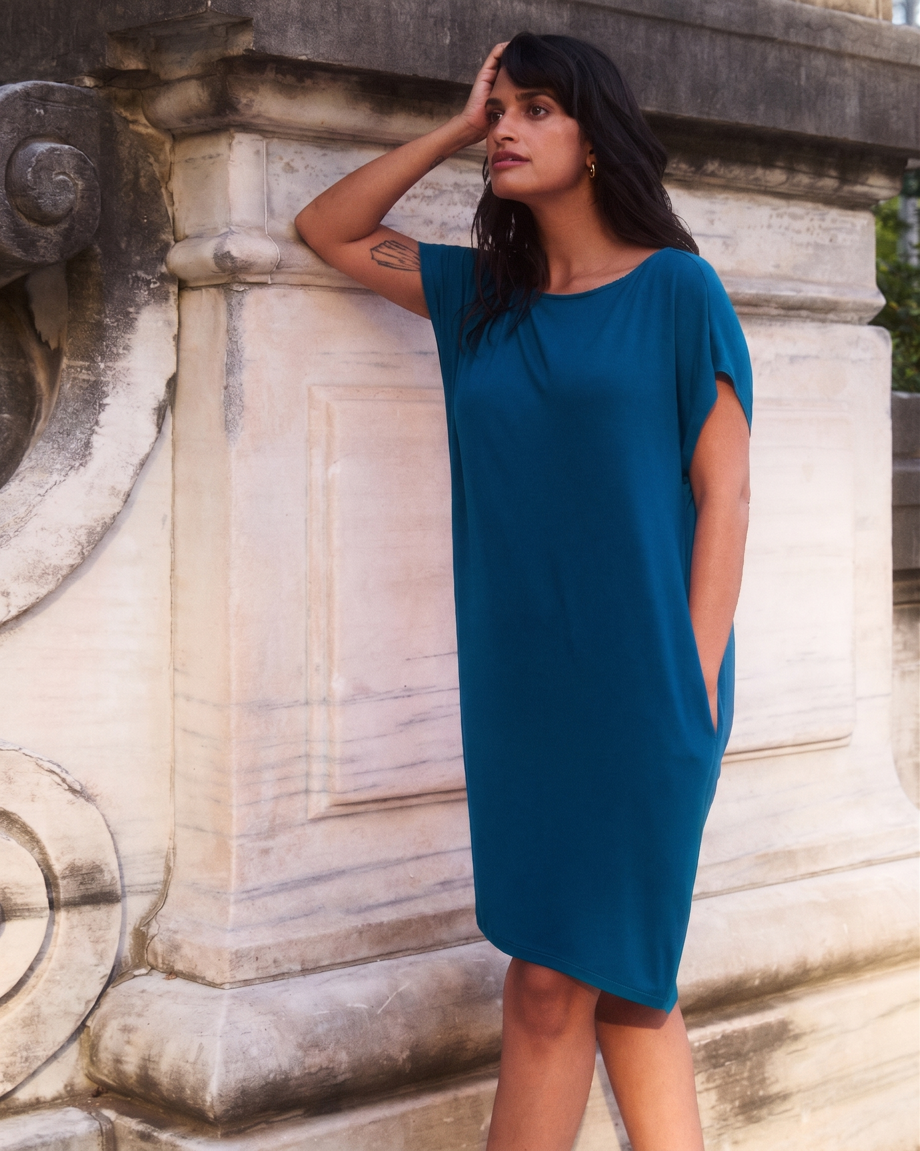 fashion shift dress Helen Liquid Jersey - / Blue Teal- Size2XS color_Fuchsia Flower how to STILL look Proof that classic can Size:40 Regular Jacket+34 Waist Adjust 30to36)Height: 5'7