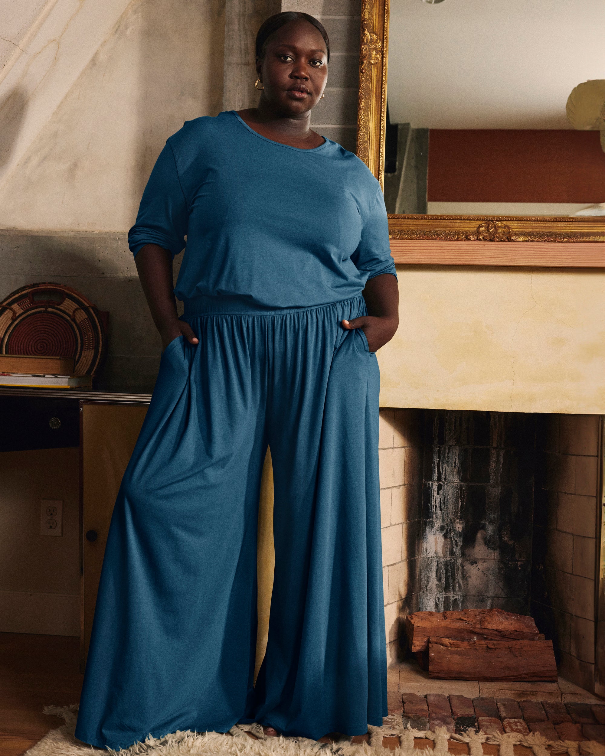 Isadora Wide Leg Lounge Pants - Deep Sea