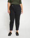 Katie High Rise Crossover Jeans - Broken Black