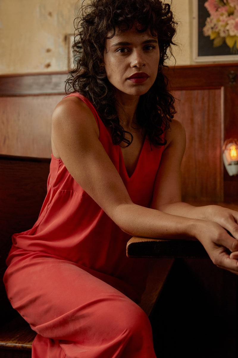 Iconic Cooling Cupro Geneva V Tank Dress - Lipstick