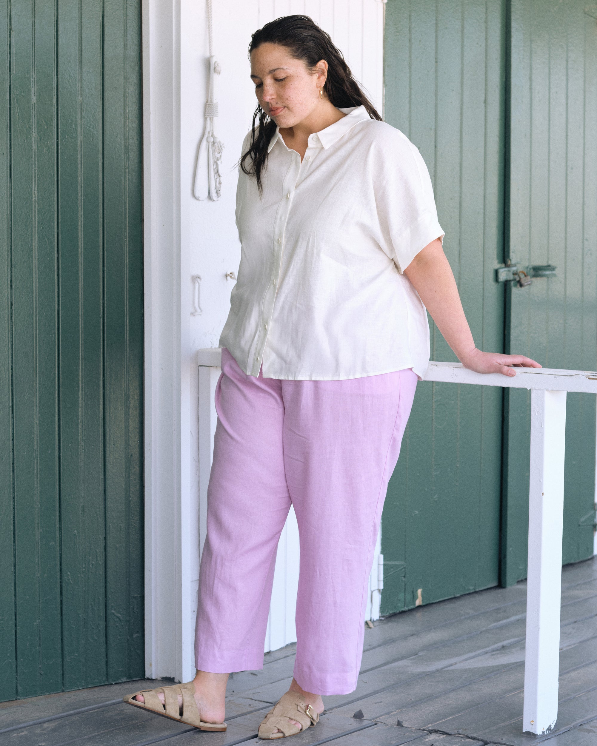Iris Linen Easy Pull-On Pants - Lilac