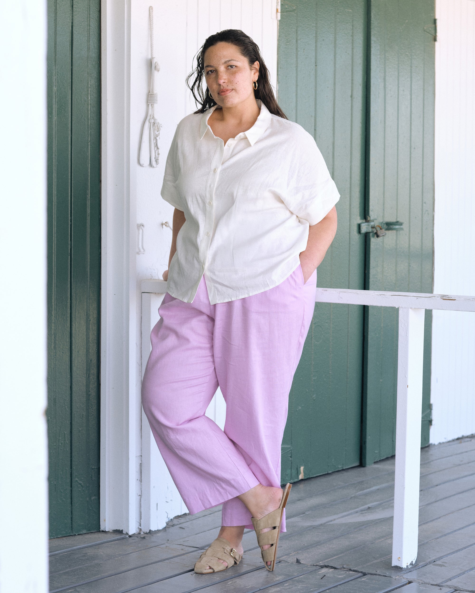 Iris Linen Easy Pull-On Pants - Lilac