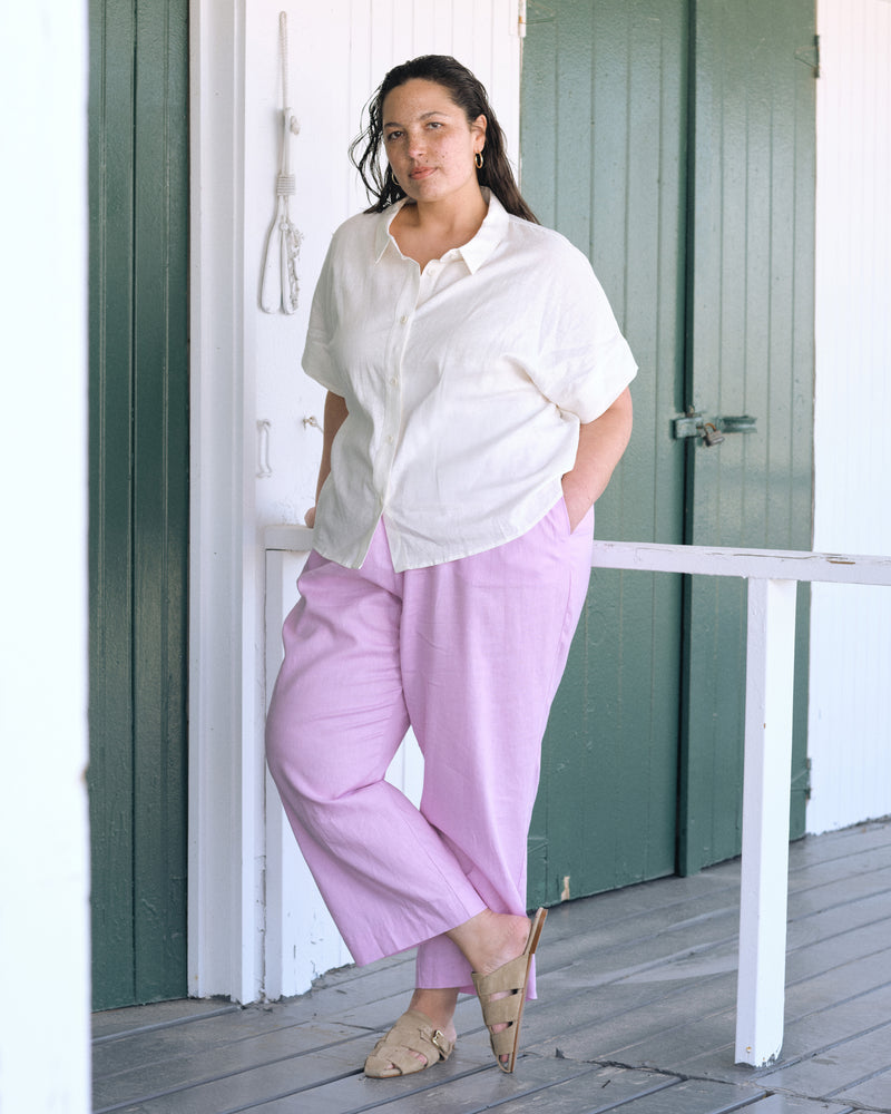Iris Linen Easy Pull-On Pants - Lilac