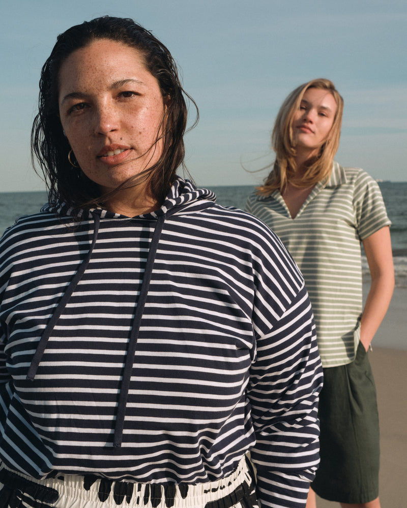 Baja Breton Stripe Hoodie - Navy/White Stripe