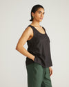 Henley Linen Tank - Black