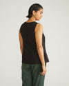 Henley Linen Tank - Black