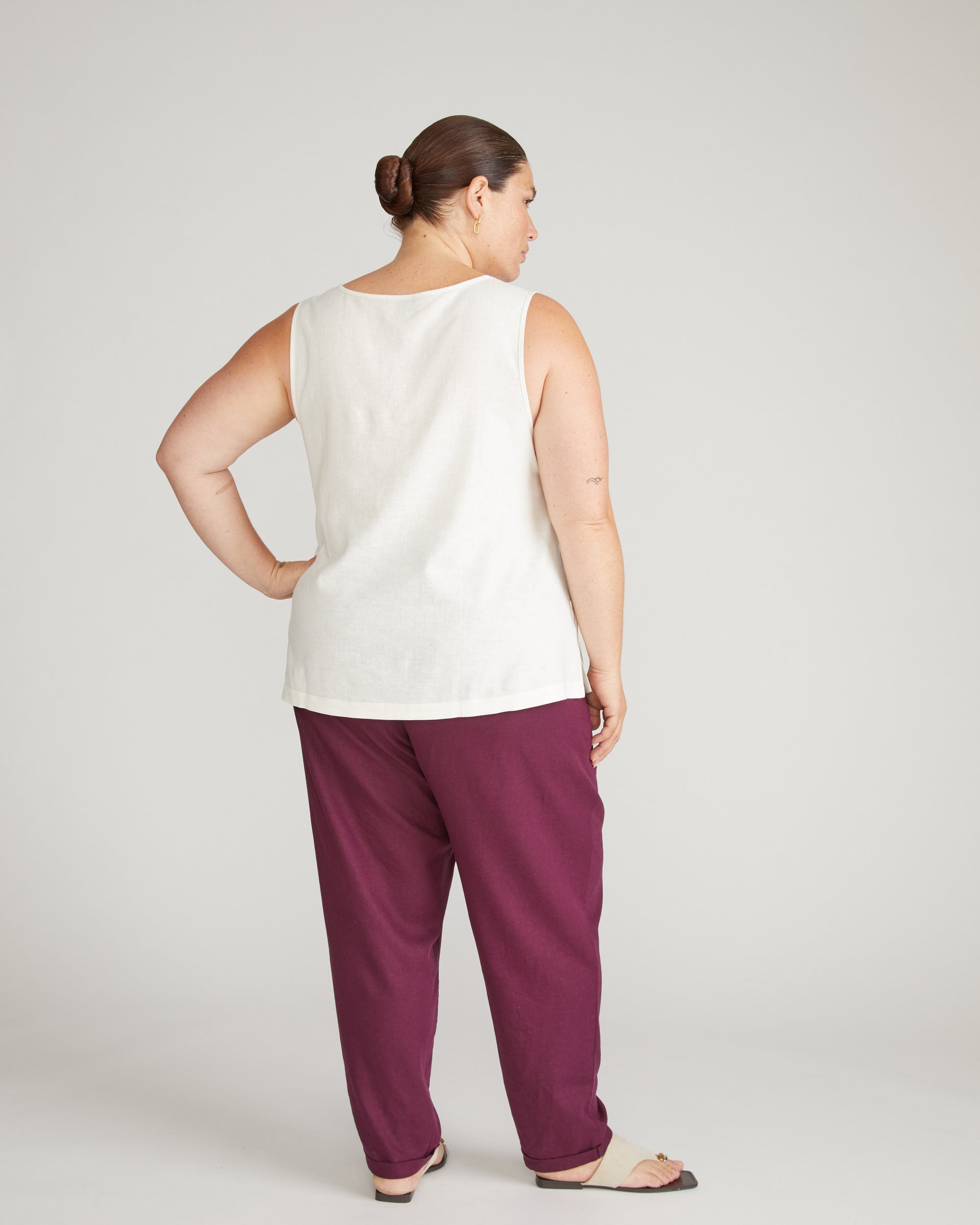 Henley Linen Tank - White