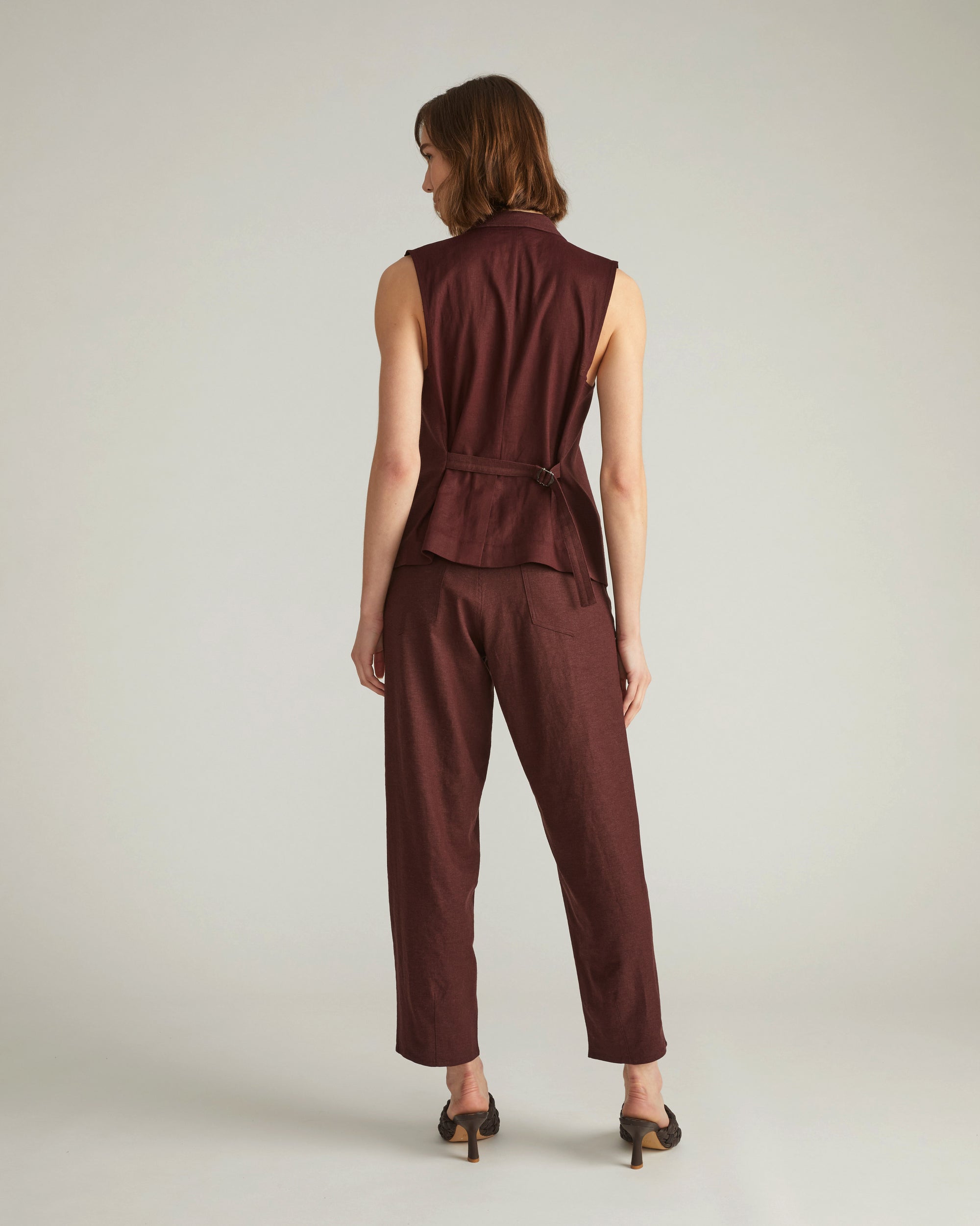 Lou Barrel Leg Linen Pants - Brulee