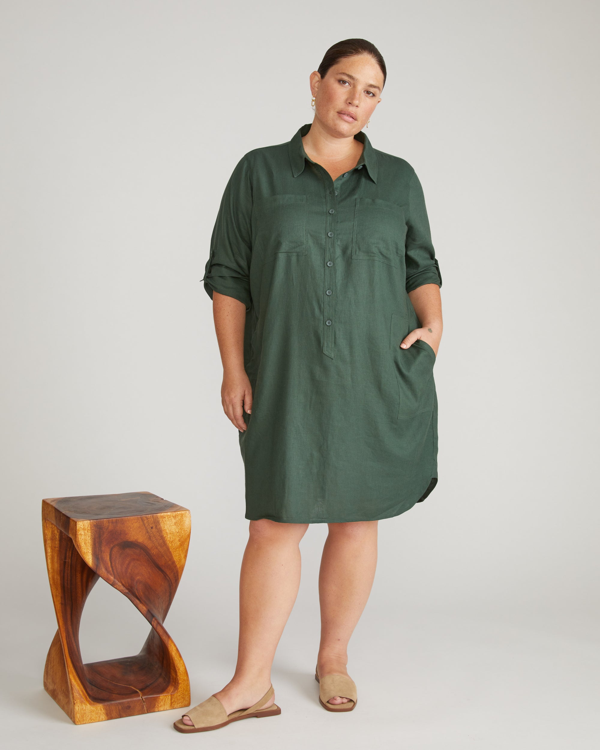 Linen Rubicon Shirtdress - Luscious Green