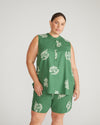 Cameo Linen Tunic - Beachgrass Print in Green