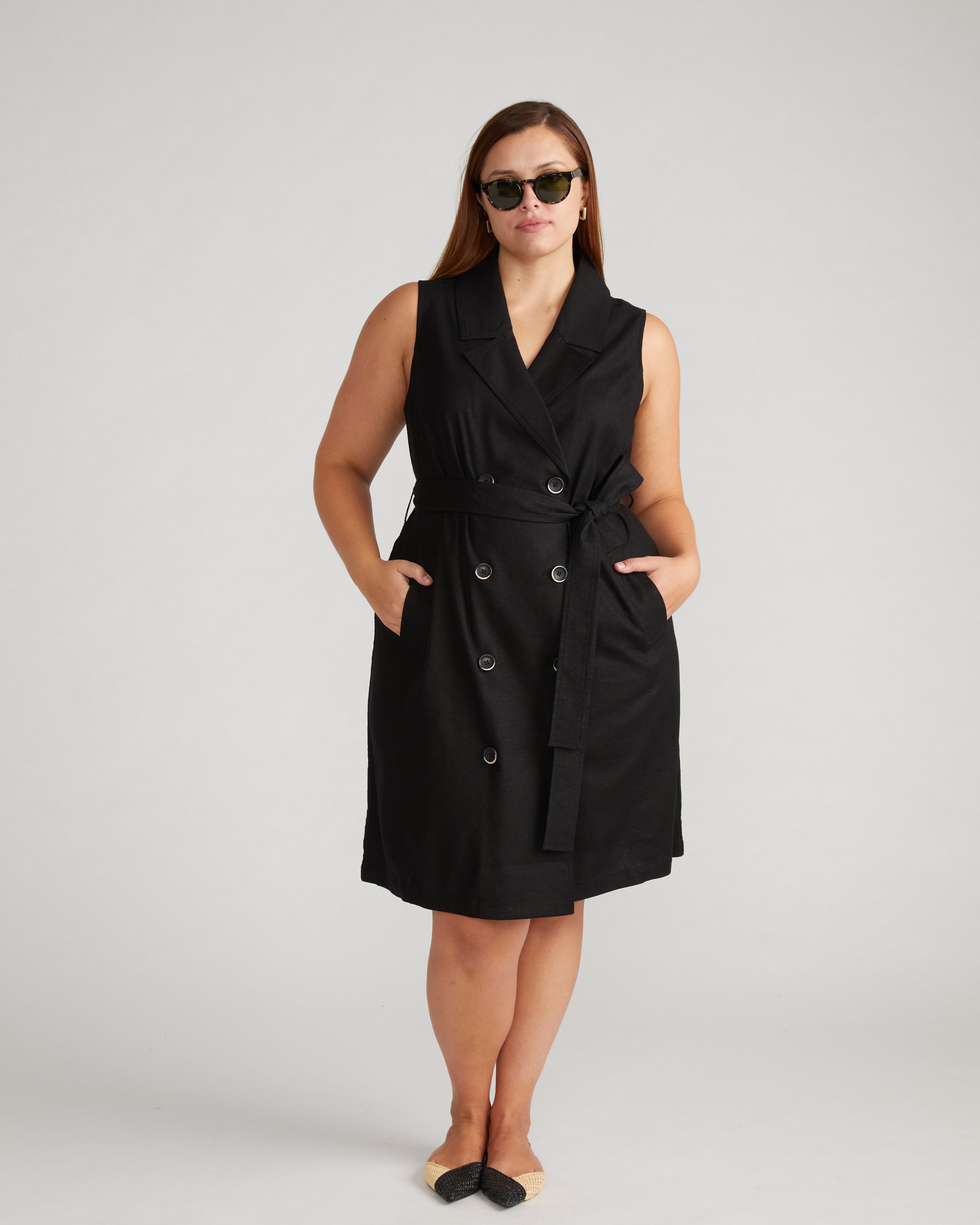 Hudson Linen Trench Dress - Black Universal Standard Hudson Linen Trench Dress - Black Universal Standard