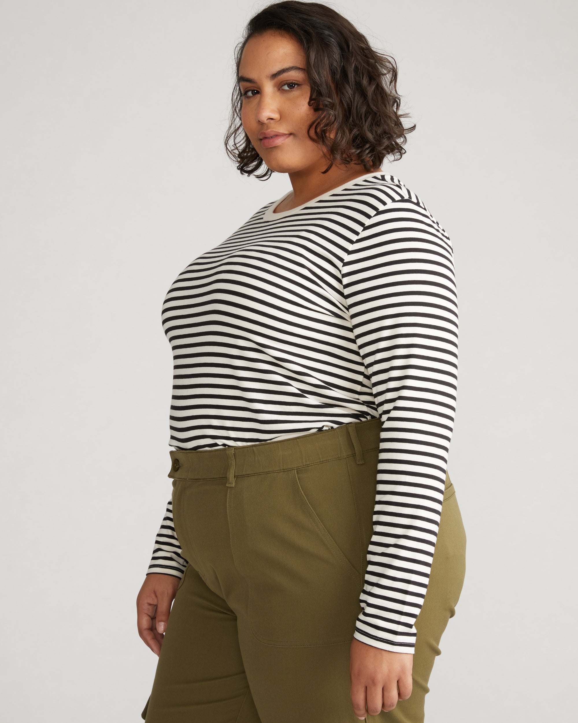 Long Sleeve Tee Rex - Ecru/Black Stripe