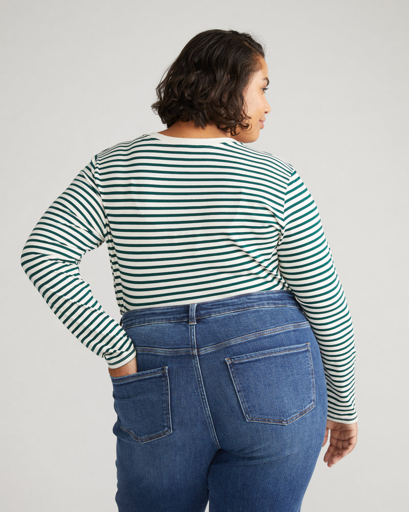 Long Sleeve V Rex - Bone/Botanic Stripe