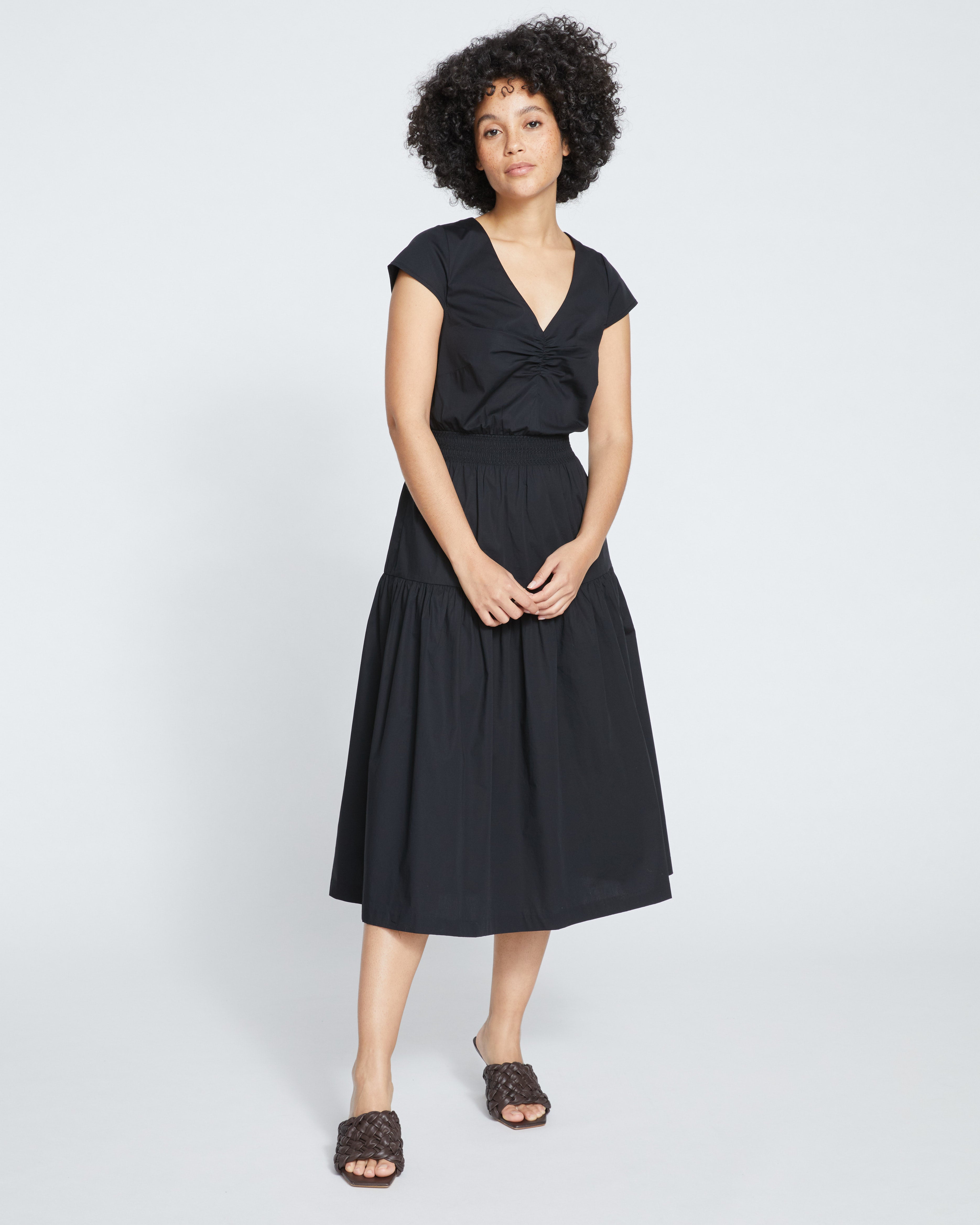 Ambroeus Smocked Poplin Dress - Black Universal Standard Ambroeus Smocked Poplin Dress - Black Universal Standard