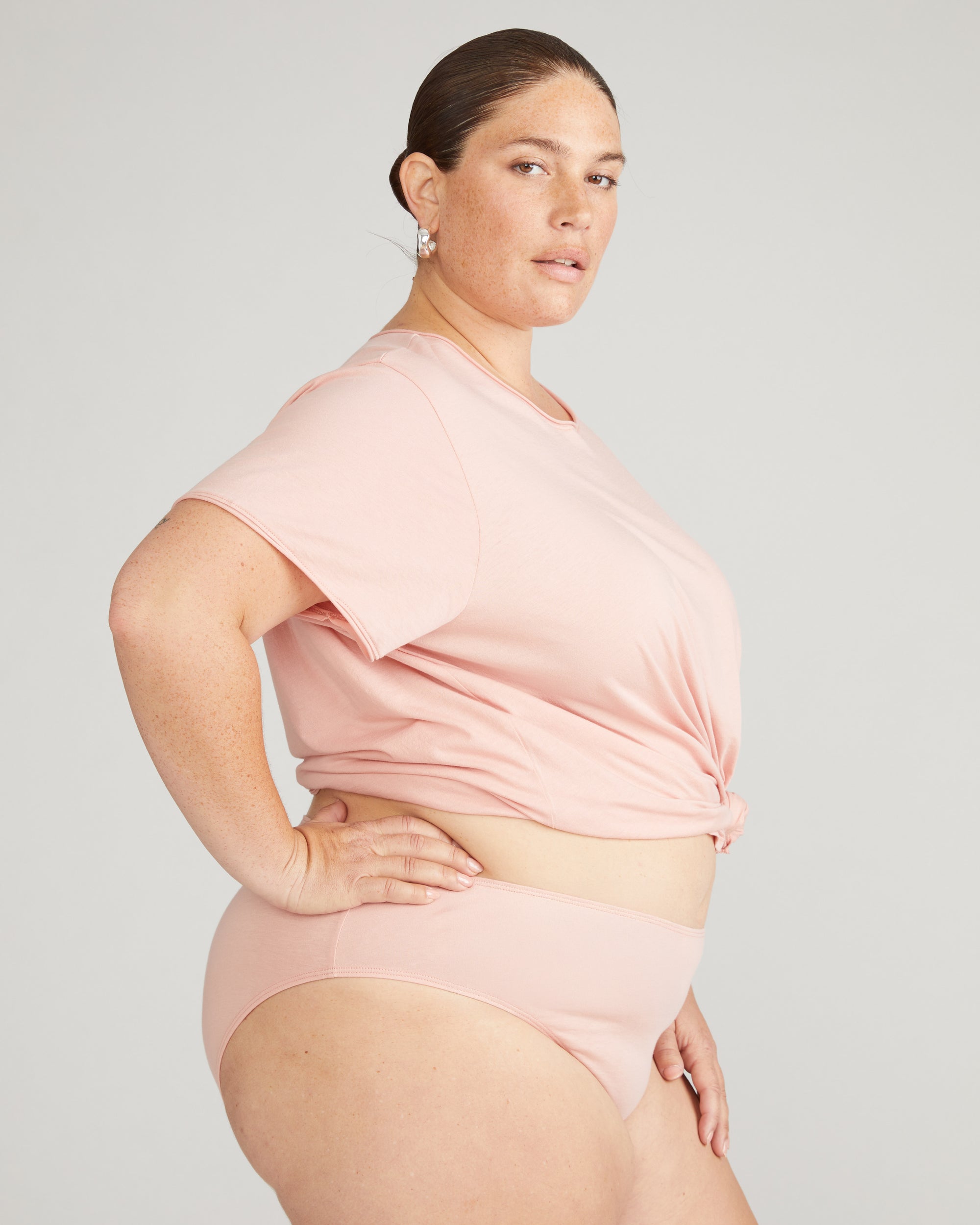 Pima Cotton Mid Rise Bikini - Pink