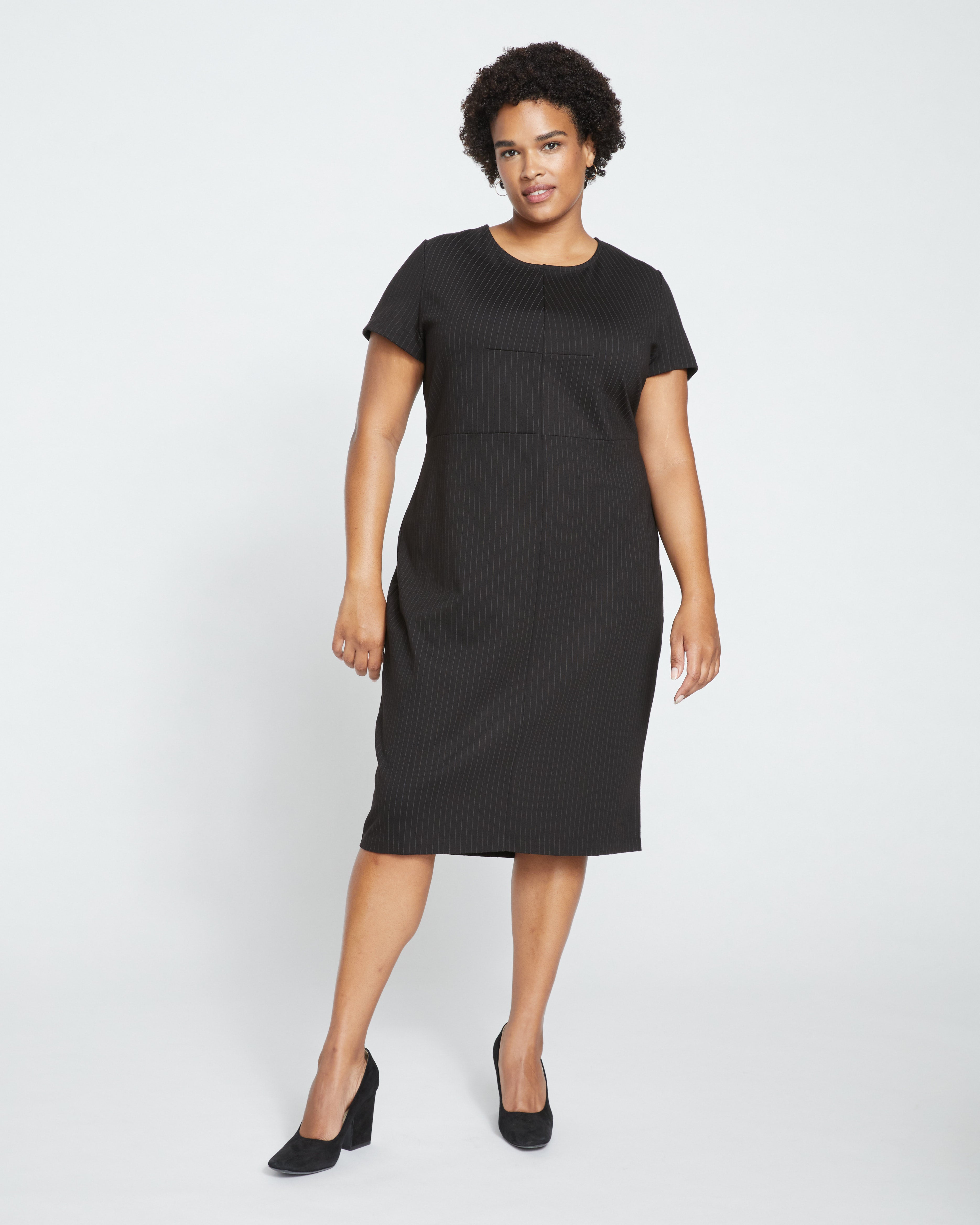 Executive Ponte Dress - Slate Pinstripe – Universal Standard