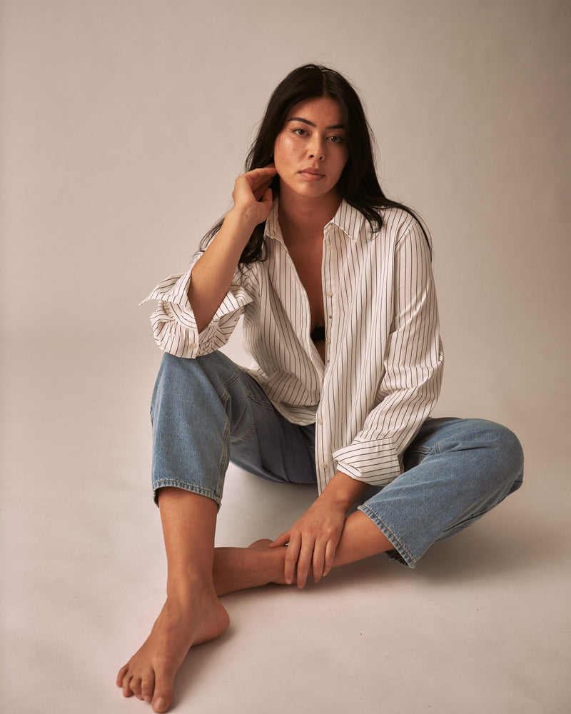Henning x US Madison Shirt - White/Grey Stripe