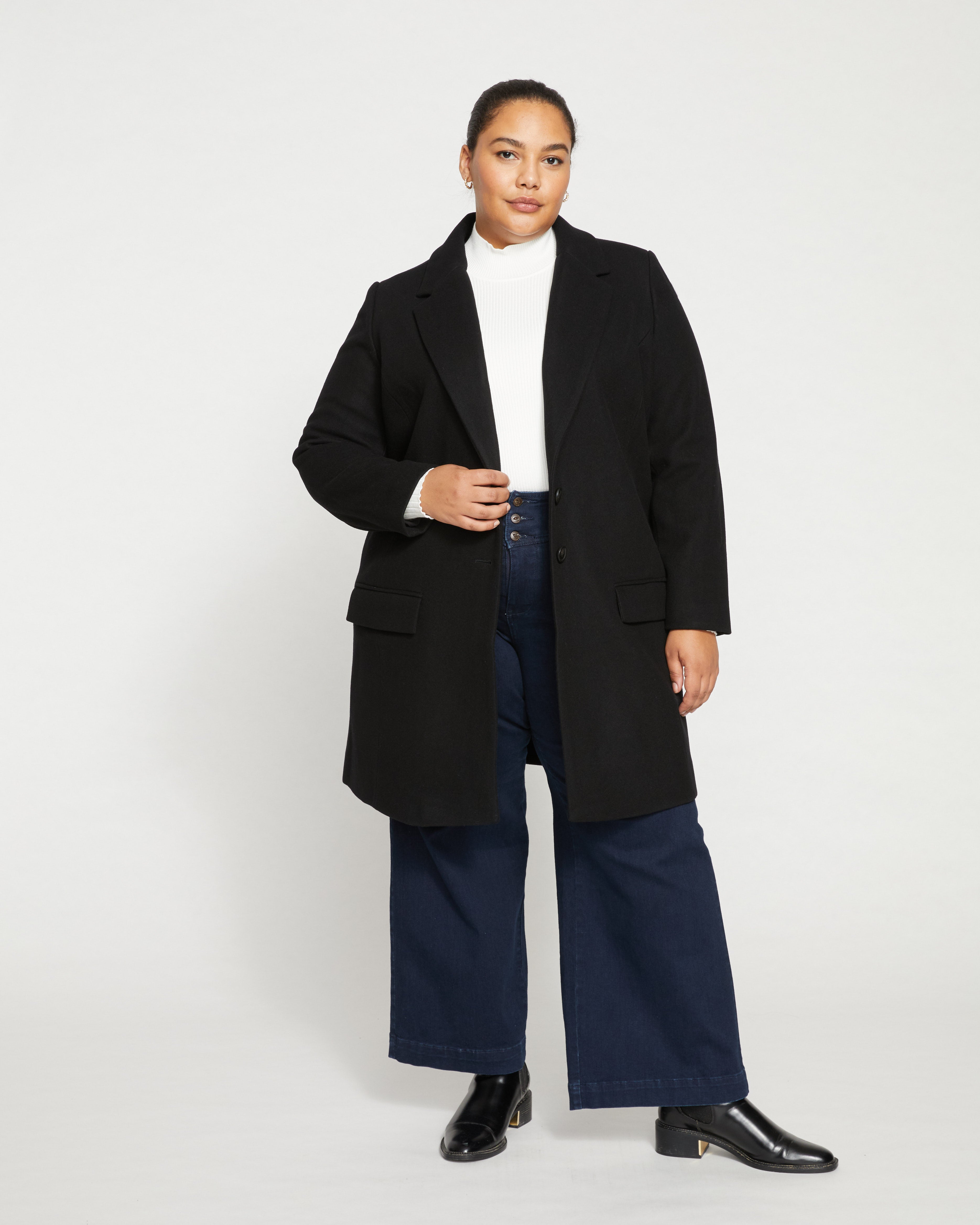 【YOURNUS】Standard Wool Single Coat Harlow Classic Wool Coat - Black – Universal Standard