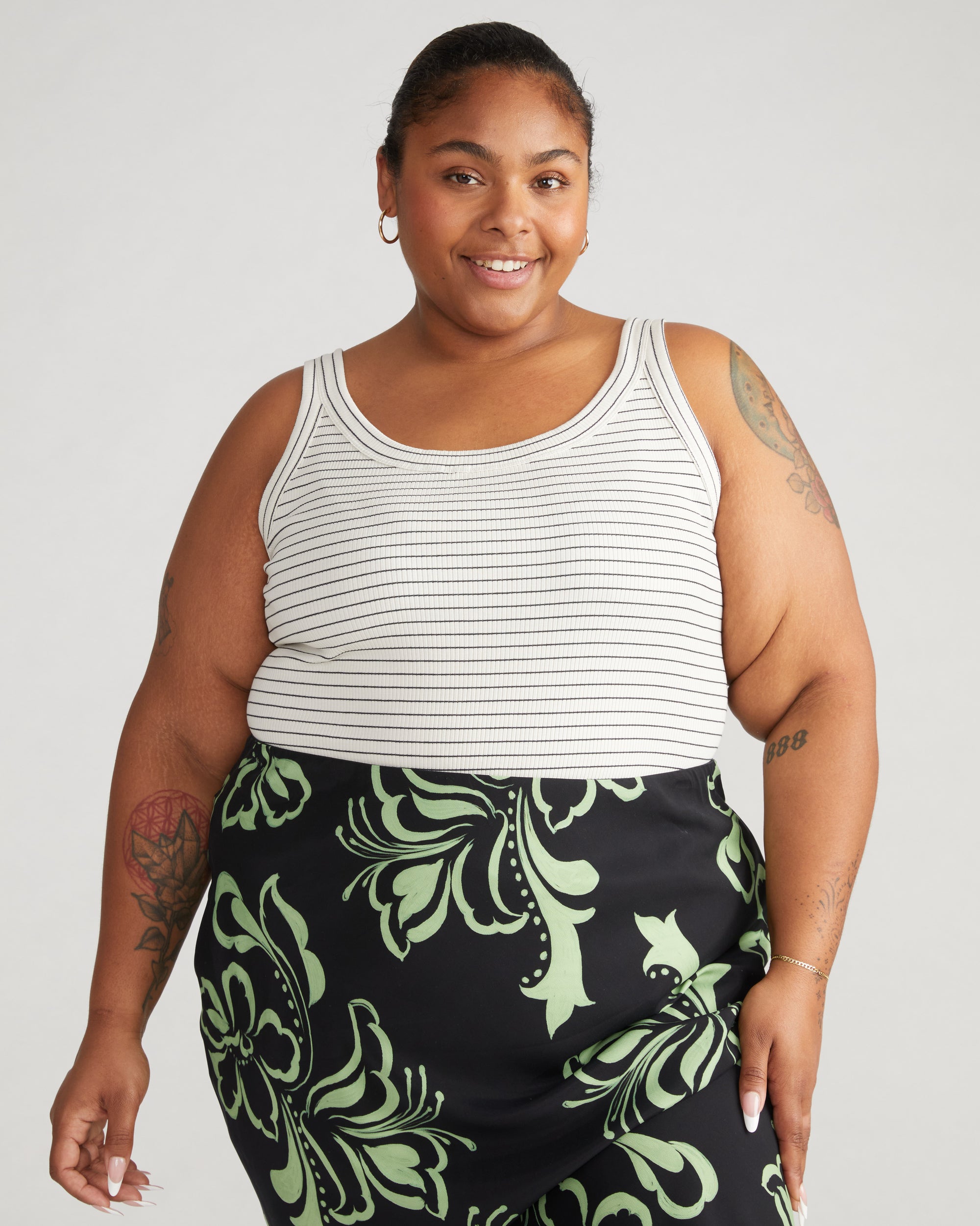 Roitfeld Ribbed Tank - Black Microstripe